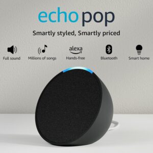 Amazon Echo Pop| Smart speaker with Alexa and Bluetooth| Loud sound, balanced bass