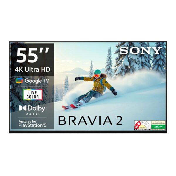 139 cm (55 inches) BRAVIA 2 4K Ultra HD Smart LED Google TV K-55S25B (Black)